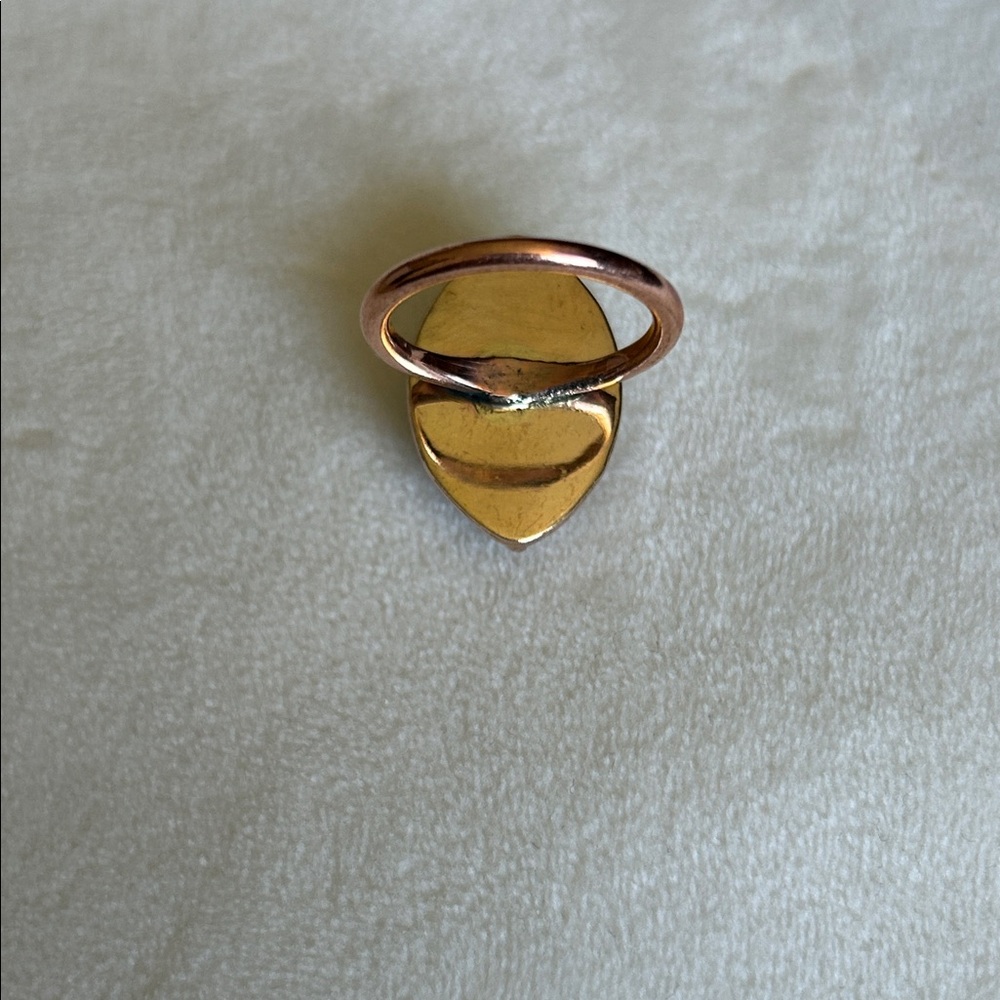 Genuine Large Turquoise Stone Statement Copper Ri… - image 8